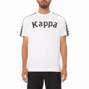 Camiseta Kappa 222 Banda Balima Blancos Negros Blancos | 91078-DERX