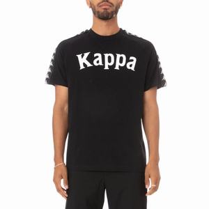 Camiseta Kappa 222 Banda Balima Negros Blancos | 70532-QOTE