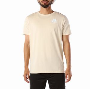 Camiseta Kappa Authentic Ables Beige Blancos | 67950-MPHA