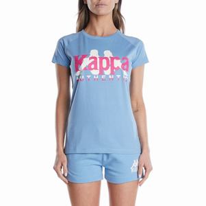 Camiseta Kappa Authentic Vreelas Azules Claro Marrom | 31947-RXTN