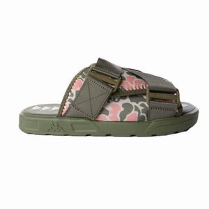 Sandalias de Diapositivas Kappa Authentic Taisy 1 Verdes Verde Oliva Rosas | 65203-AQBJ