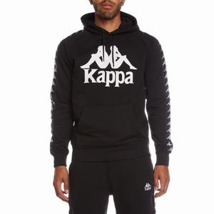 Sudadera Con Capucha Kappa 222 Banda Hurtado 2 Negros Blancos | 40795-SEXB