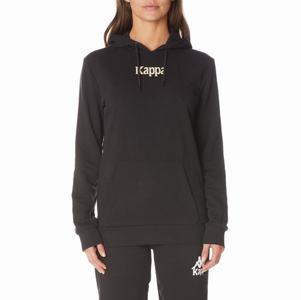 Sudadera Con Capucha Kappa Authentic Ambenja Negros | 62103-JGIB