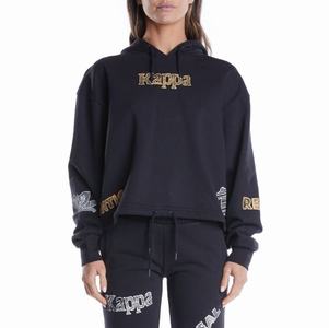 Sudadera Con Capucha Kappa Authentic Graphik Tricia Negros Naranjas Claro | 20473-DAVL