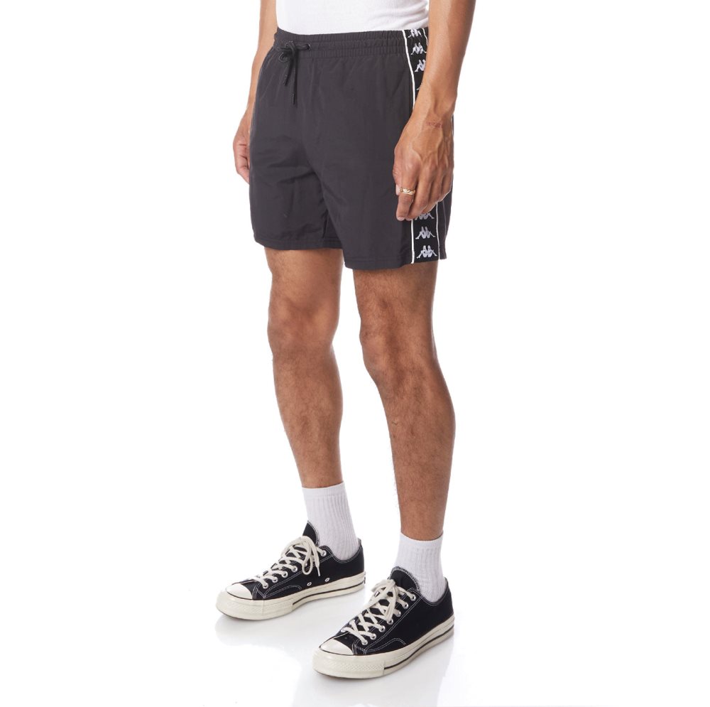 Bermudas Kappa 222 Banda Coney Swim Trunks Negros Blancos | 78219-MXTI