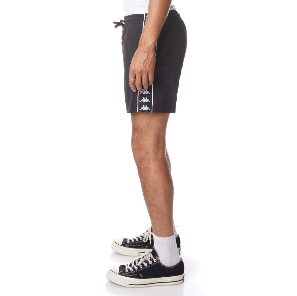 Bermudas Kappa 222 Banda Coney Swim Trunks Negros Blancos | 78219-MXTI