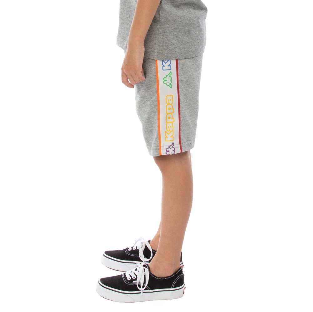 Bermudas Kappa Logo Tape Asved Grises Blancos | 85379-XQRN