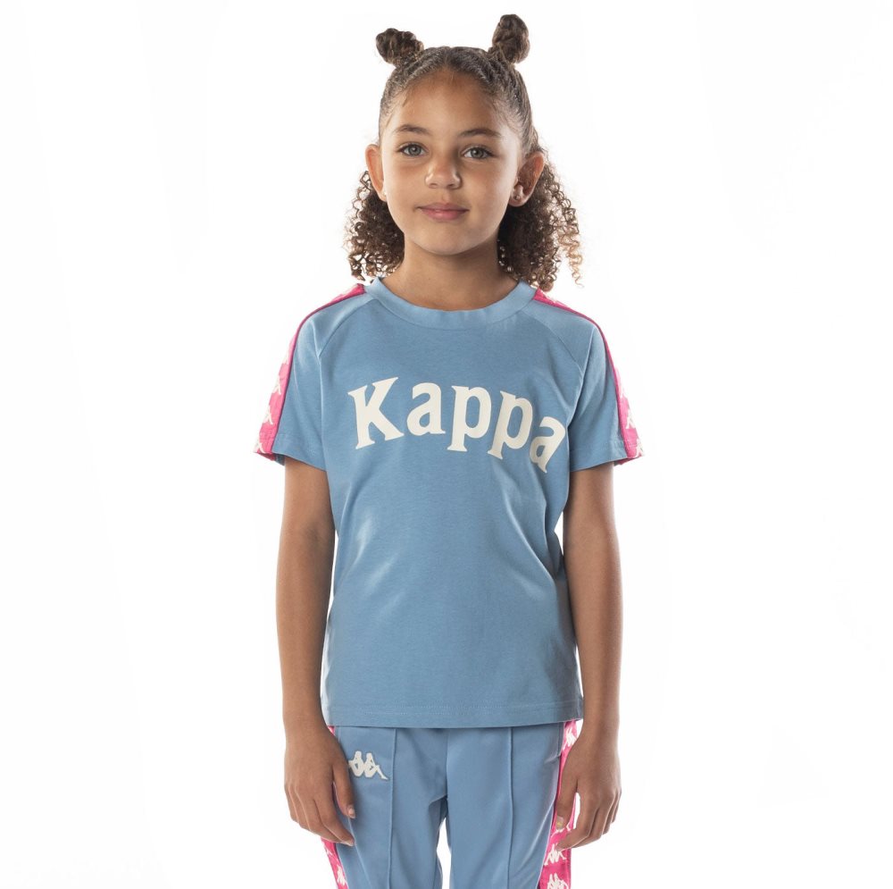 Camiseta Kappa 222 Banda Balima Azules Claro Rosas | 21895-HWJB