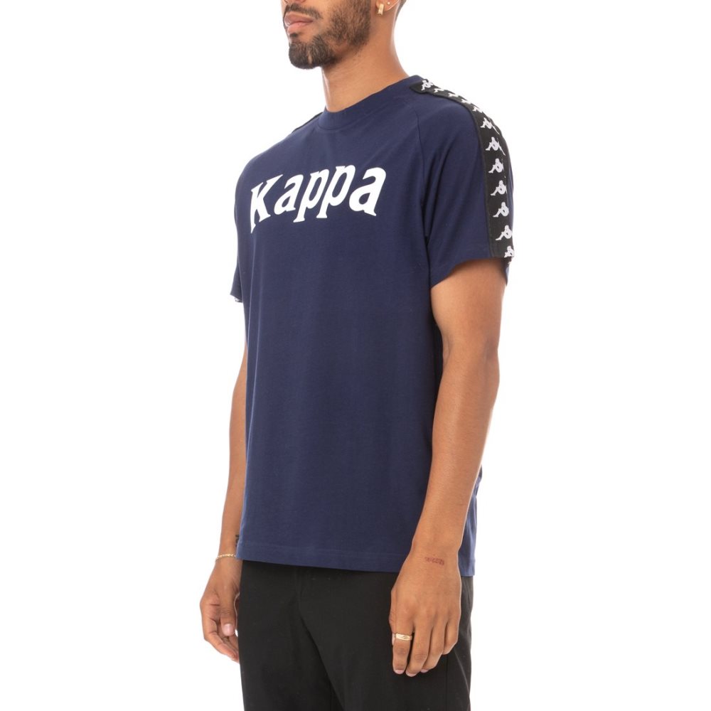 Camiseta Kappa 222 Banda Balima Azules Negros | 06357-MWJR