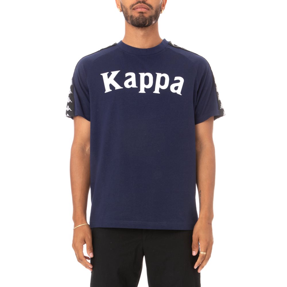 Camiseta Kappa 222 Banda Balima Azules Negros | 06357-MWJR