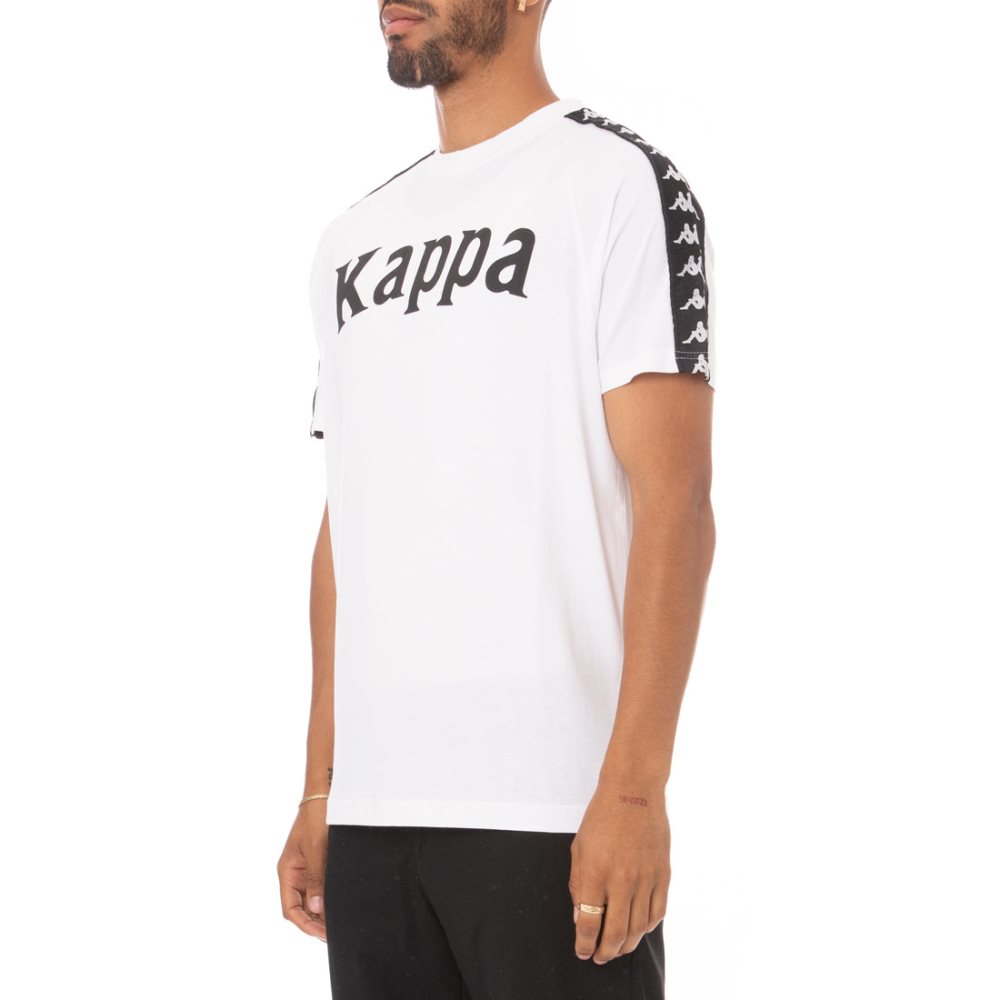 Camiseta Kappa 222 Banda Balima Blancos Negros Blancos | 86497-RYAJ