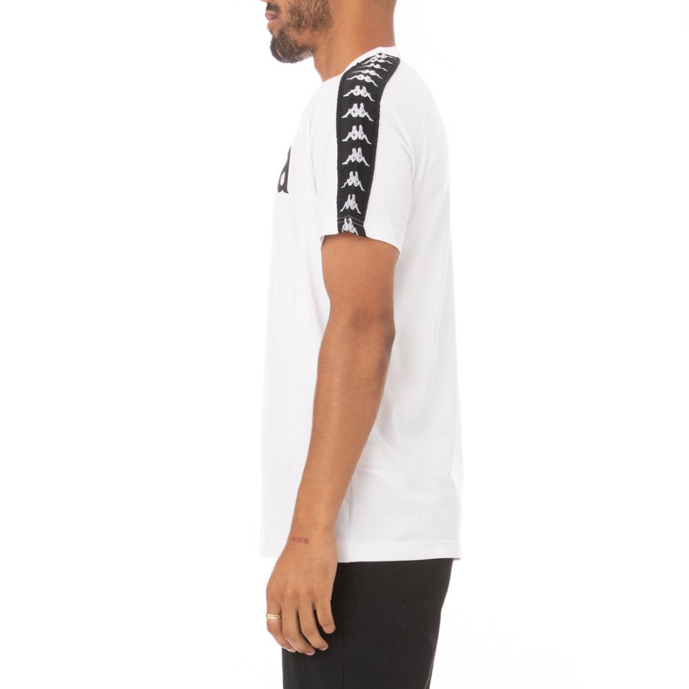 Camiseta Kappa 222 Banda Balima Blancos Negros Blancos | 86497-RYAJ