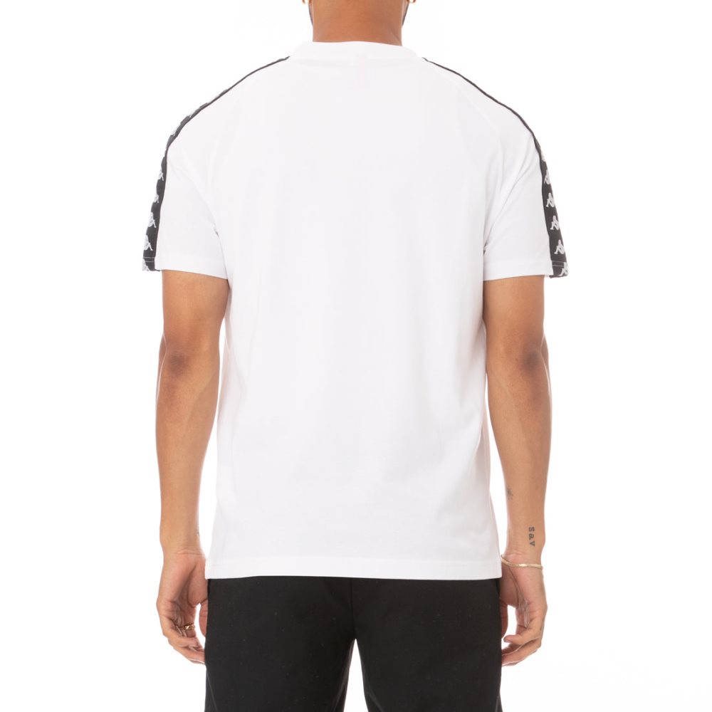 Camiseta Kappa 222 Banda Balima Blancos Negros Blancos | 86497-RYAJ