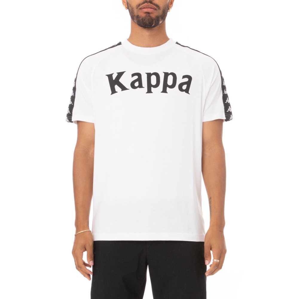 Camiseta Kappa 222 Banda Balima Blancos Negros Blancos | 86497-RYAJ