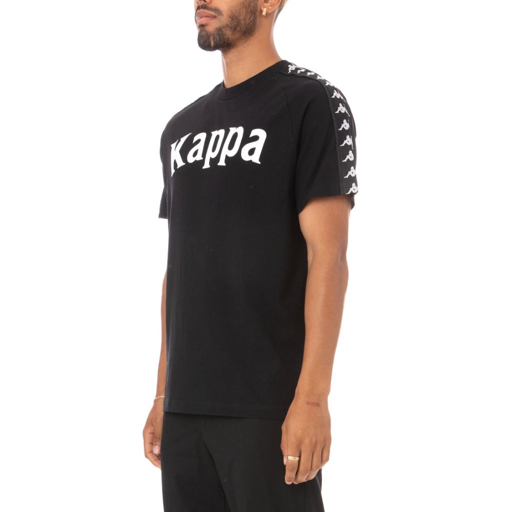 Camiseta Kappa 222 Banda Balima Negros Blancos | 54876-QKON