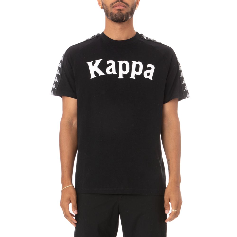 Camiseta Kappa 222 Banda Balima Negros Blancos | 54876-QKON