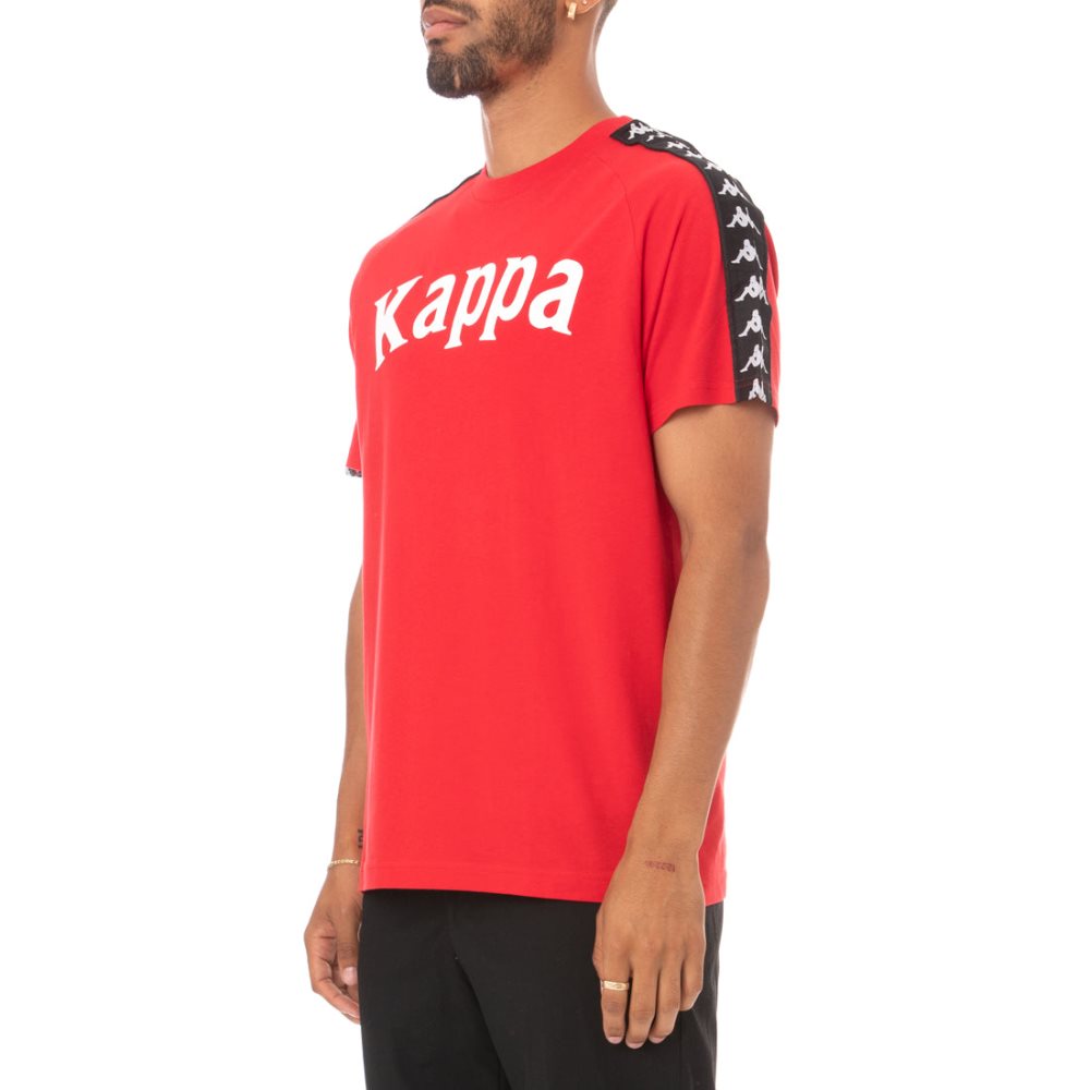 Camiseta Kappa 222 Banda Balima Rojos Negros | 13547-UZXL