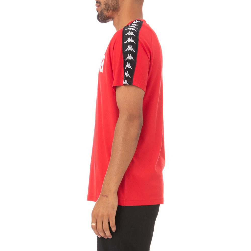 Camiseta Kappa 222 Banda Balima Rojos Negros | 13547-UZXL