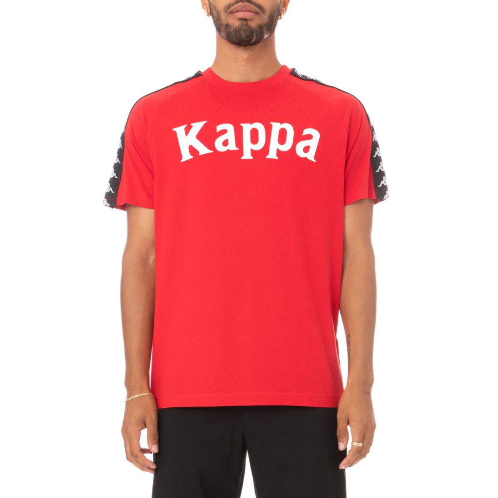 Camiseta Kappa 222 Banda Balima Rojos Negros | 13547-UZXL