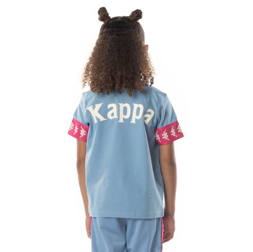 Camiseta Kappa 222 Banda Niji 2 Azules Claro Rosas | 68957-SQDE