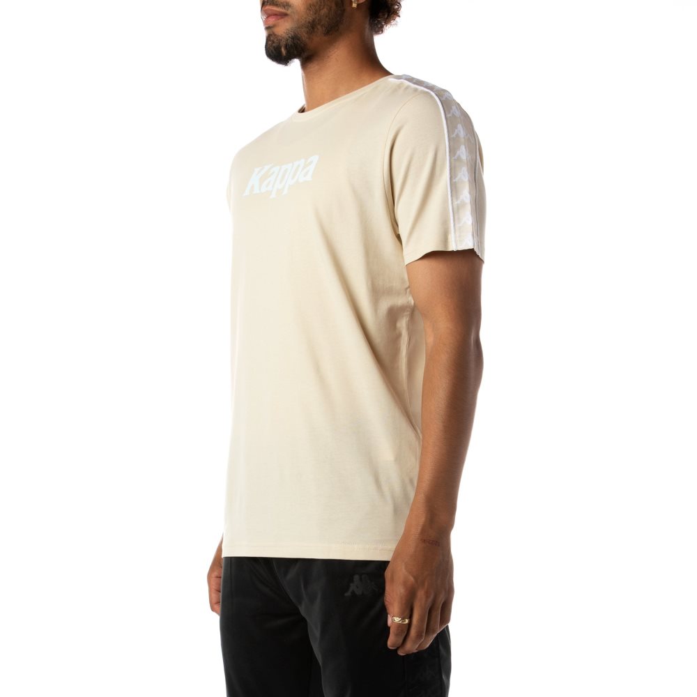 Camiseta Kappa 222 Banda Torio Beige Blancos | 63087-LIXD