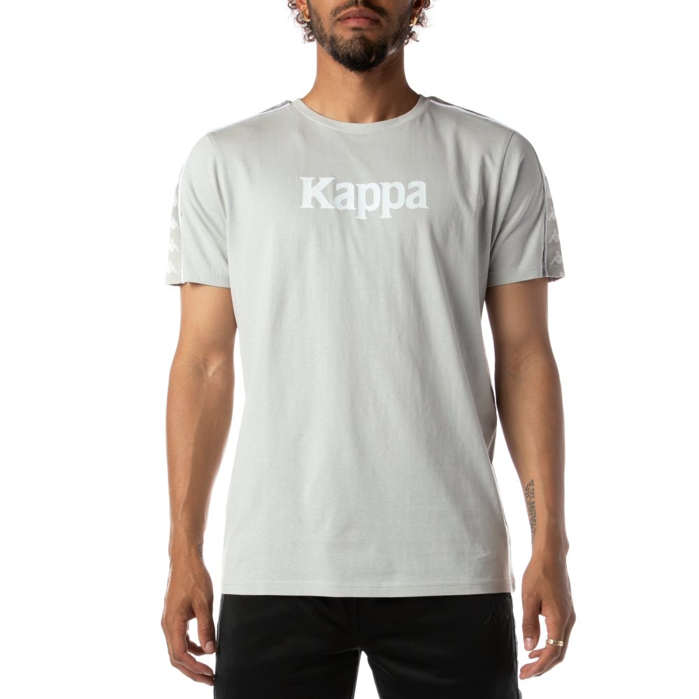 Camiseta Kappa 222 Banda Torio Grises Blancos | 93058-WEQV