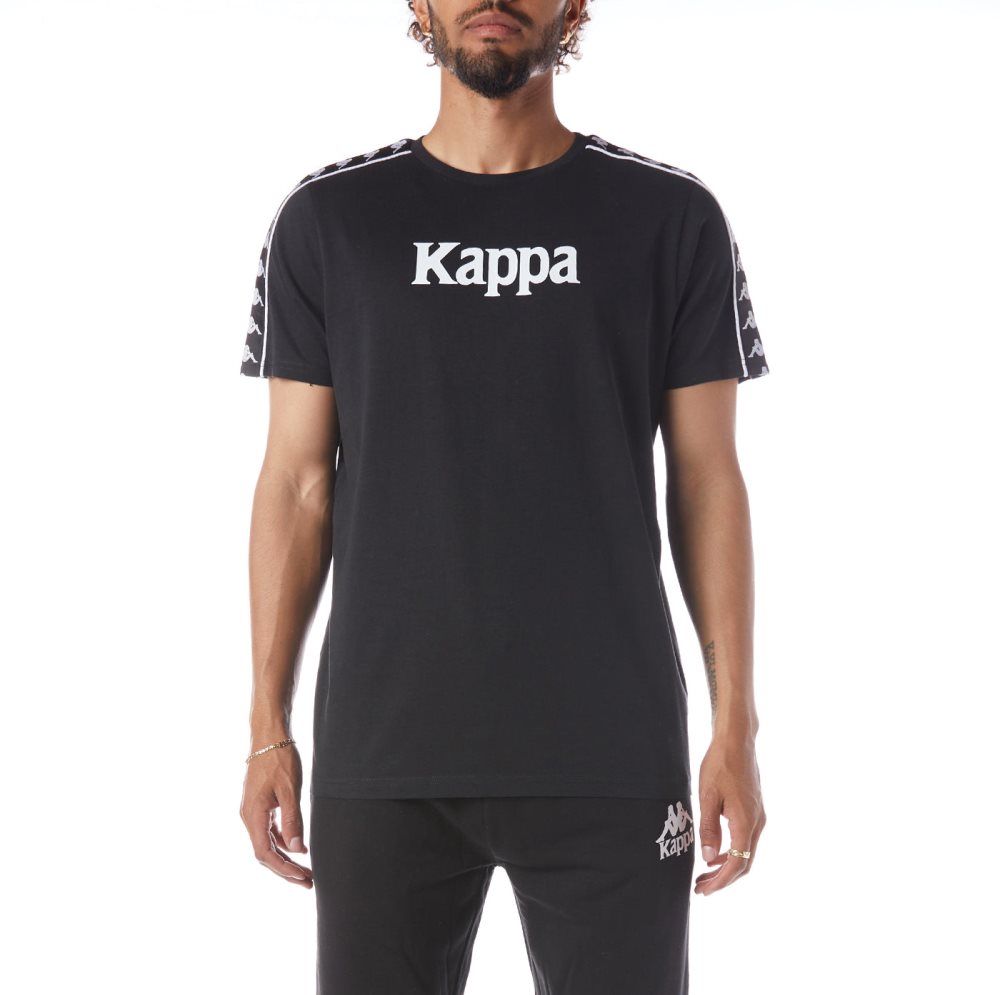 Camiseta Kappa 222 Banda Torio Negros | 75936-QUPK