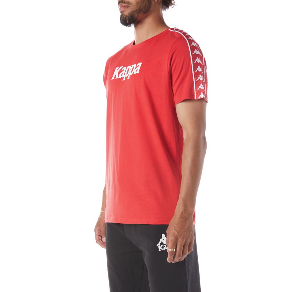 Camiseta Kappa 222 Banda Torio Rojos Blancos | 72138-DUBK