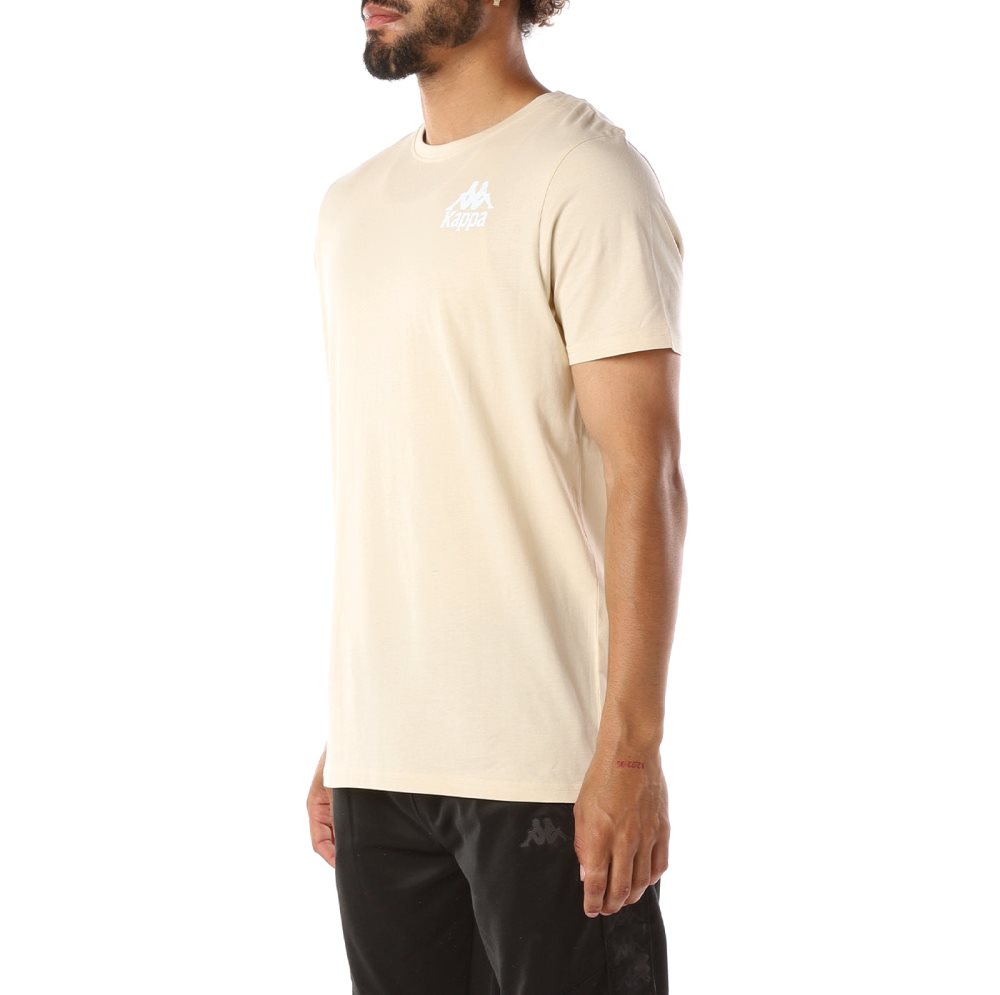 Camiseta Kappa Authentic Ables Beige Blancos | 67950-MPHA