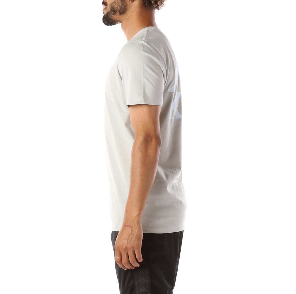 Camiseta Kappa Authentic Ables Grises Blancos | 82193-BXZA