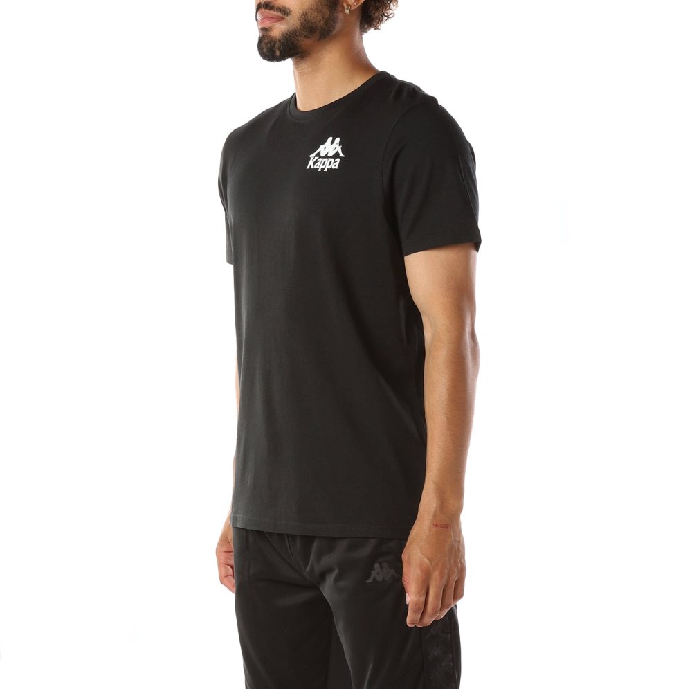 Camiseta Kappa Authentic Ables Negros Blancos | 76354-XORZ