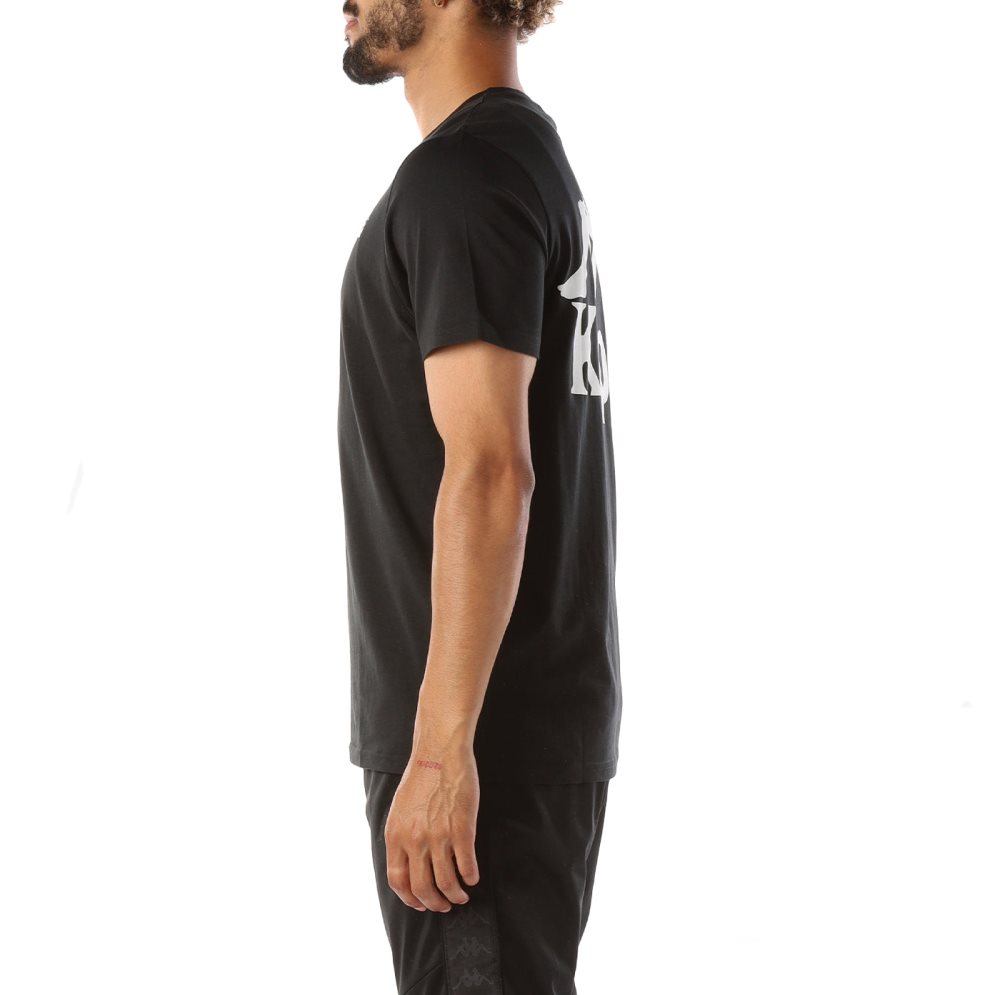 Camiseta Kappa Authentic Ables Negros Blancos | 76354-XORZ