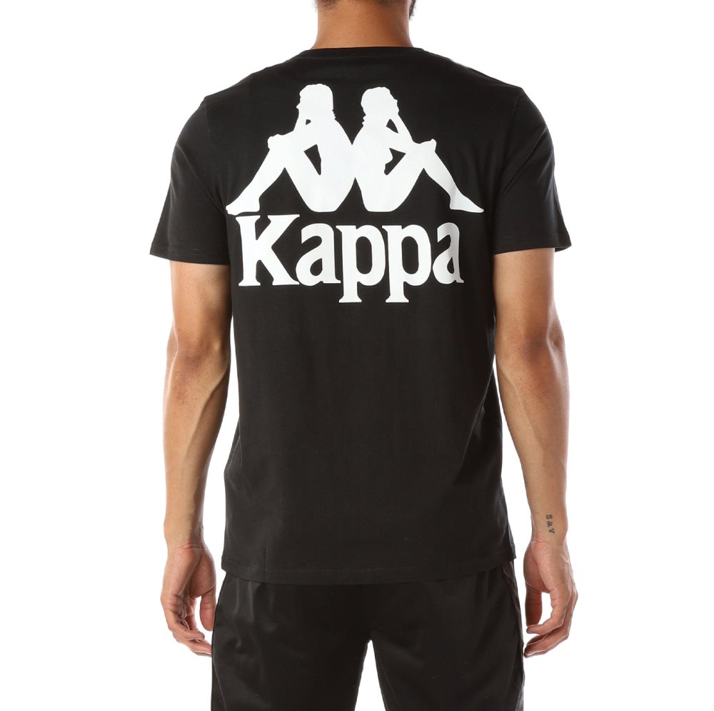 Camiseta Kappa Authentic Ables Negros Blancos | 76354-XORZ