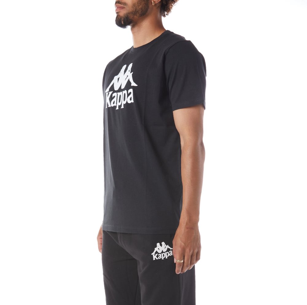 Camiseta Kappa Authentic Estessi Negros Blancos | 72439-GFQU