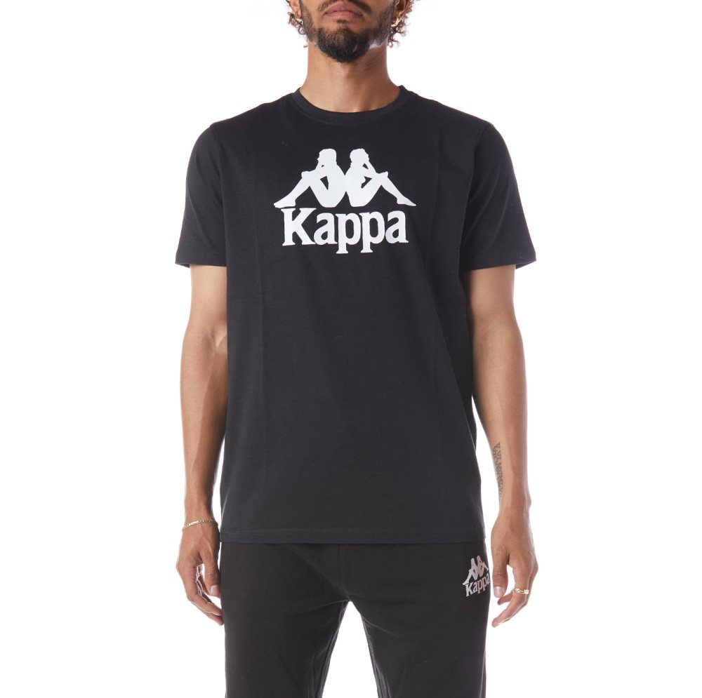 Camiseta Kappa Authentic Estessi Negros Blancos | 72439-GFQU