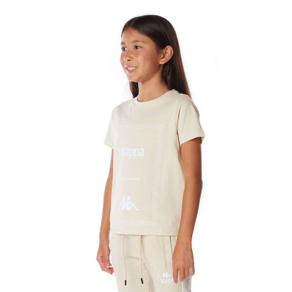 Camiseta Kappa Authentic Graphik Graphy Beige | 87205-ZIMV