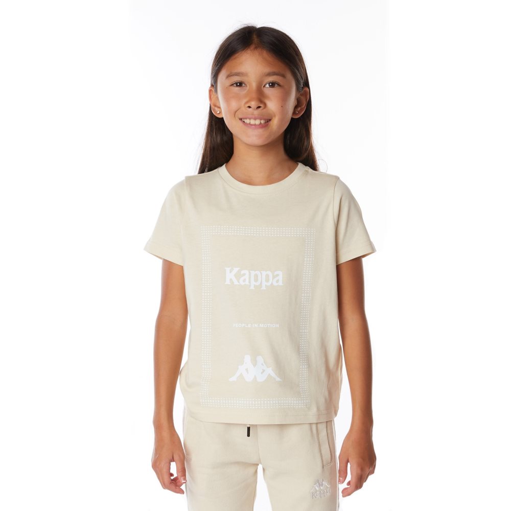 Camiseta Kappa Authentic Graphik Graphy Beige | 87205-ZIMV