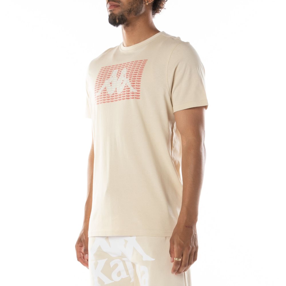 Camiseta Kappa Authentic Graphik Ramone Beige Blancos | 87206-RQZN