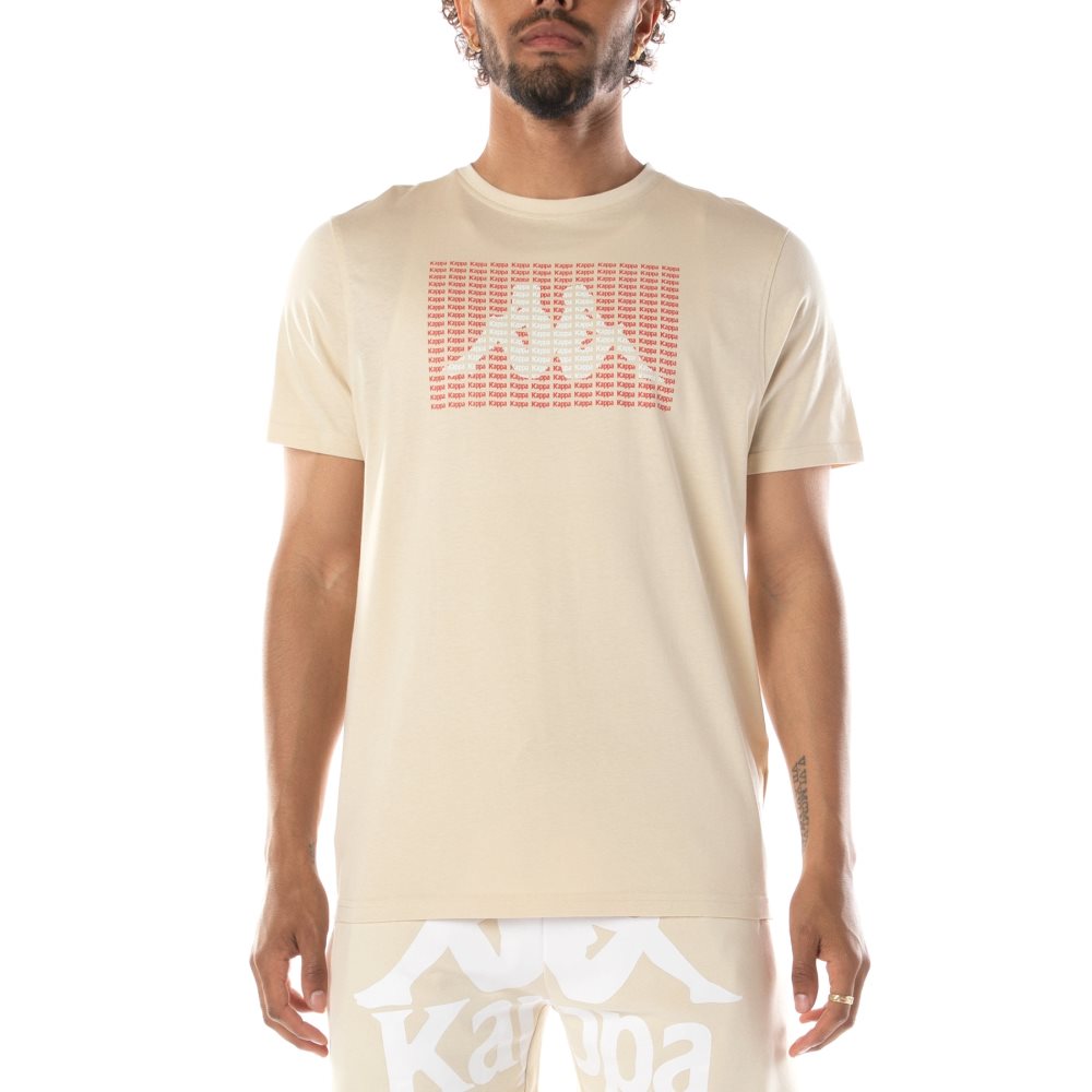 Camiseta Kappa Authentic Graphik Ramone Beige Blancos | 87206-RQZN