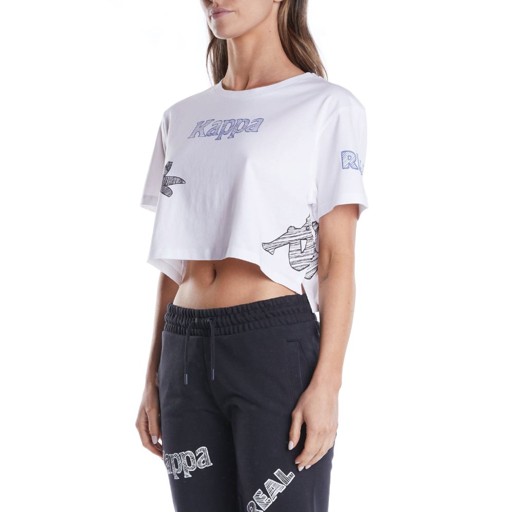 Camiseta Kappa Authentic Graphik Talisa Blancos | 80361-RGPF