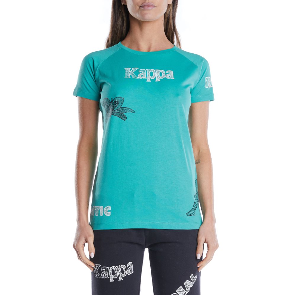 Camiseta Kappa Authentic Graphik Tibi Turquesa | 13572-RZBS