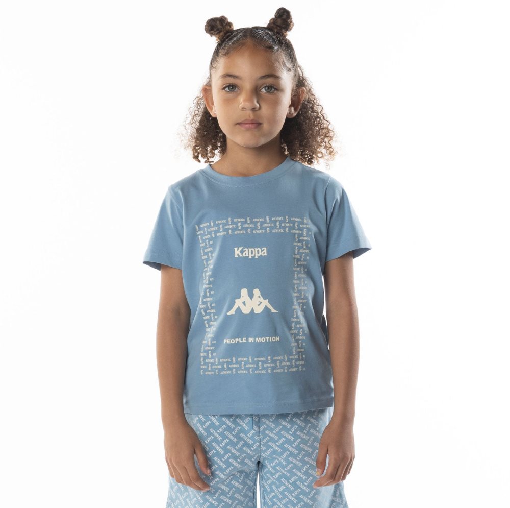 Camiseta Kappa Authentic Graphy Azules Claro Marrom | 20948-MNJQ