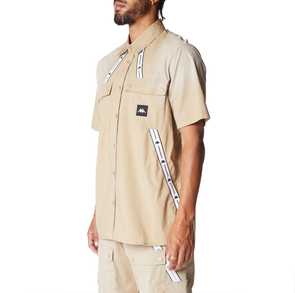 Camiseta Kappa Authentic Jpn Takata Button Down Beige | 12498-KYAD