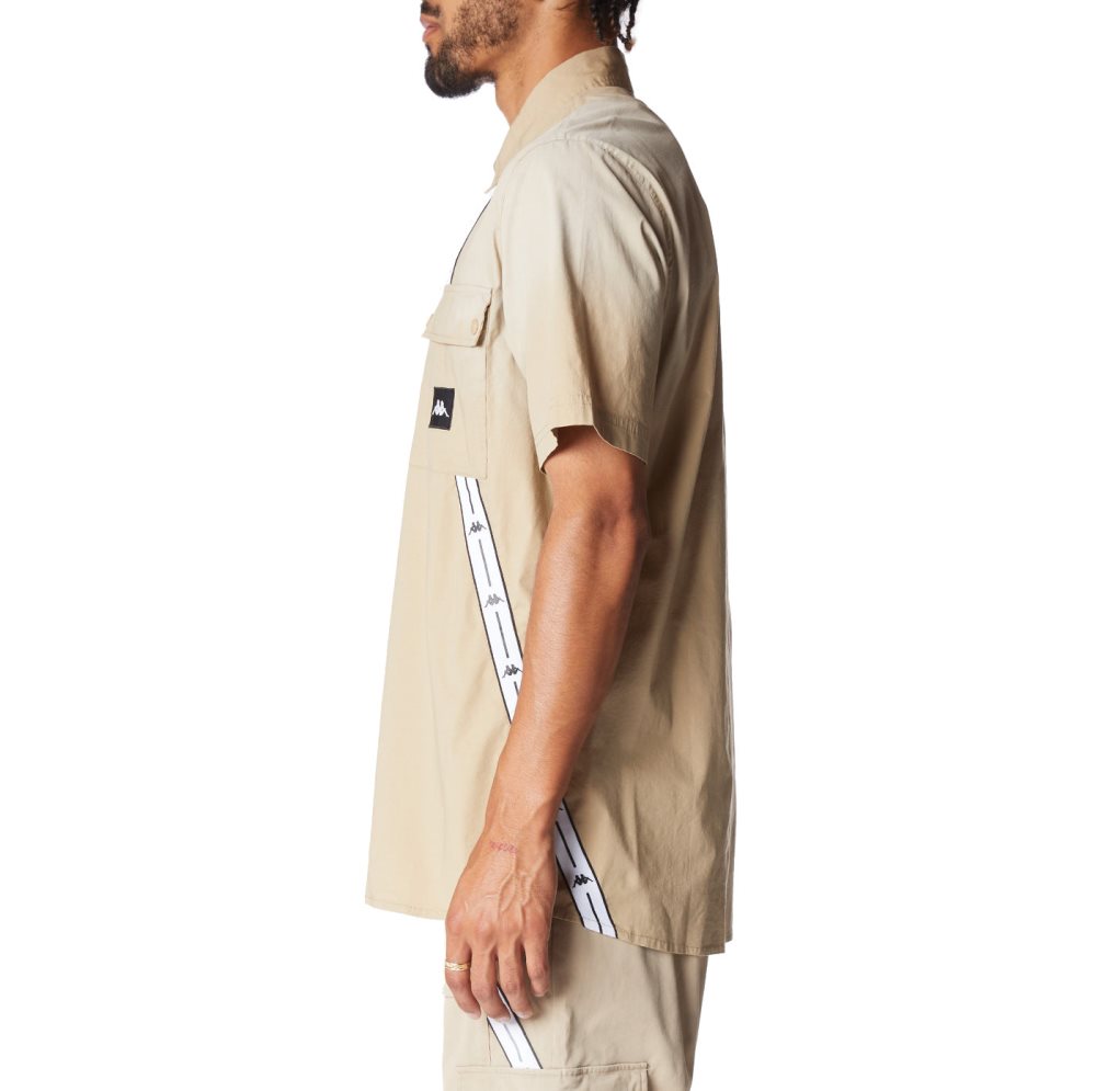 Camiseta Kappa Authentic Jpn Takata Button Down Beige | 12498-KYAD