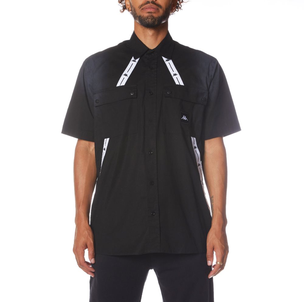 Camiseta Kappa Authentic Jpn Takata Button Down Negros | 76438-UEHB