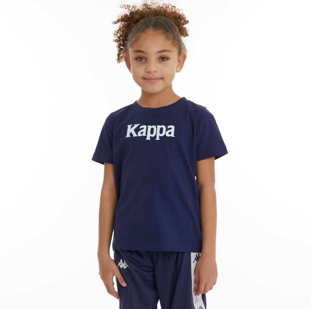 Camiseta Kappa Authentic Runis Azul Marino Blancos | 39427-HWKC