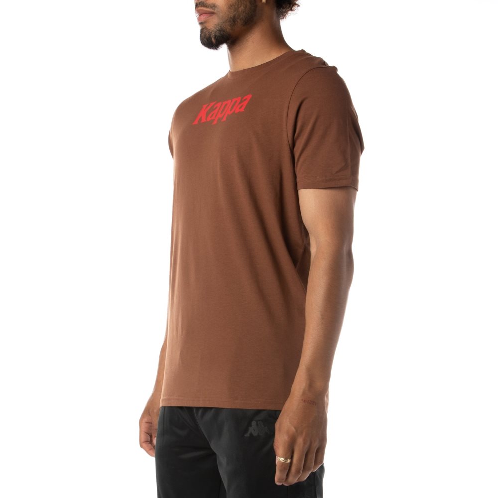 Camiseta Kappa Authentic Runis Marrom Rojos | 90172-FVRQ