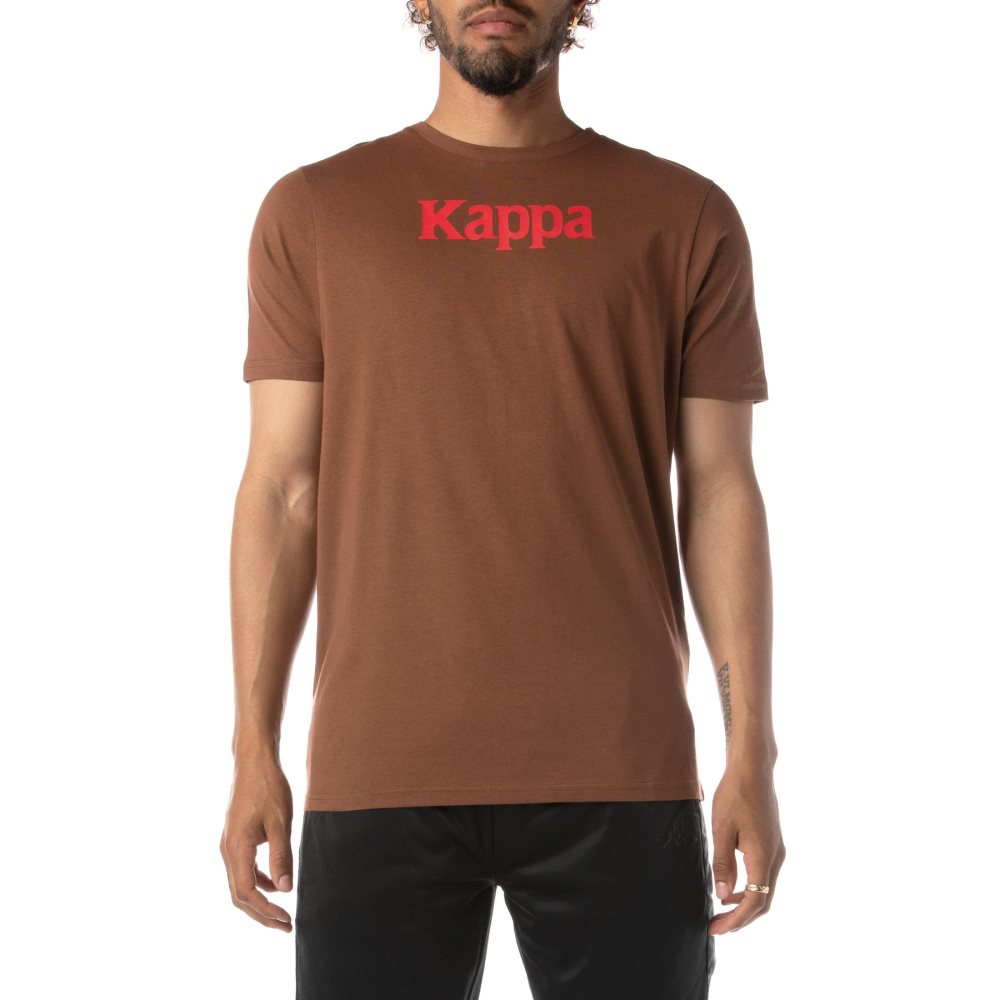 Camiseta Kappa Authentic Runis Marrom Rojos | 90172-FVRQ