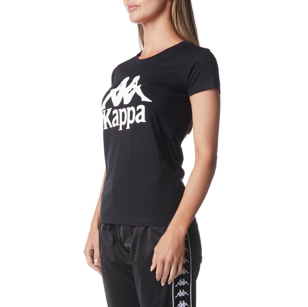 Camiseta Kappa Authentic Westessi Negros Blancos | 24075-IXWN