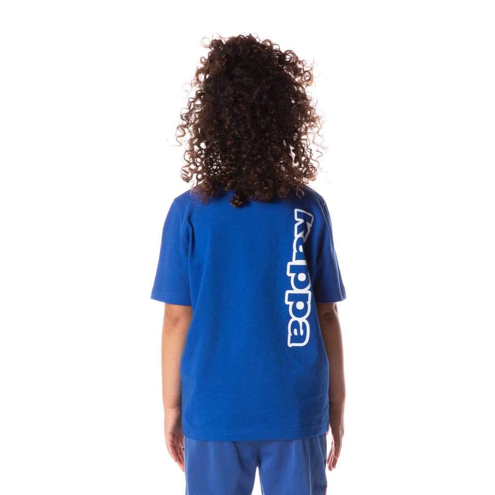 Camiseta Kappa Logo Tape Aomix Azules | 18072-QXUP